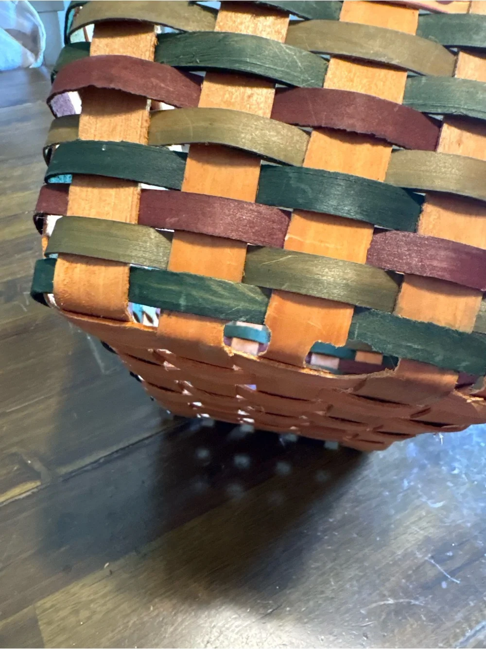 Vintage Apple Country Basket Woven Colored Weaving Cottage Granny Decor